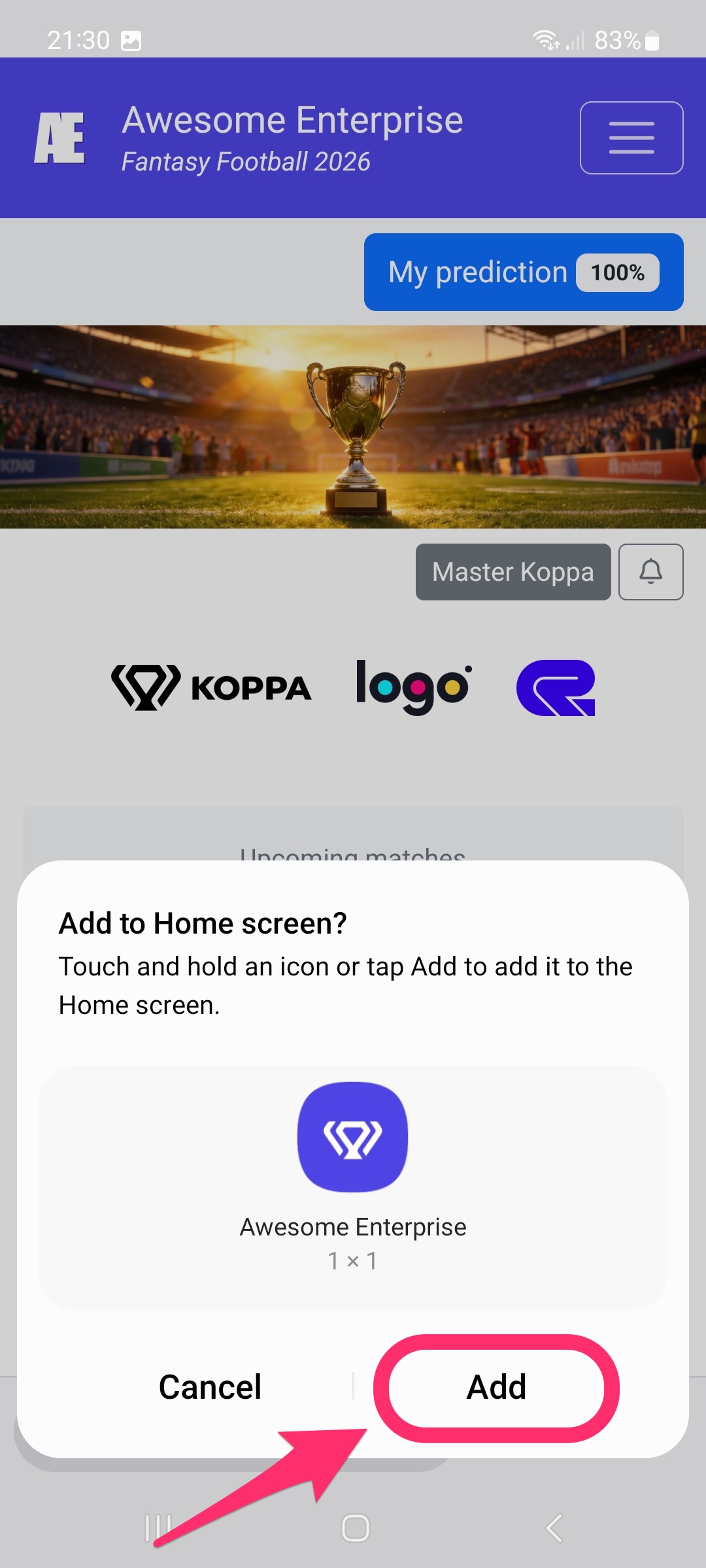 Confirmación de Agregar a la pantalla de inicio en Firefox para Android